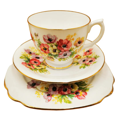 Windsor-Bone-China-Anemone-Bouquet-Teacup-Saucer-and-Side-Plate