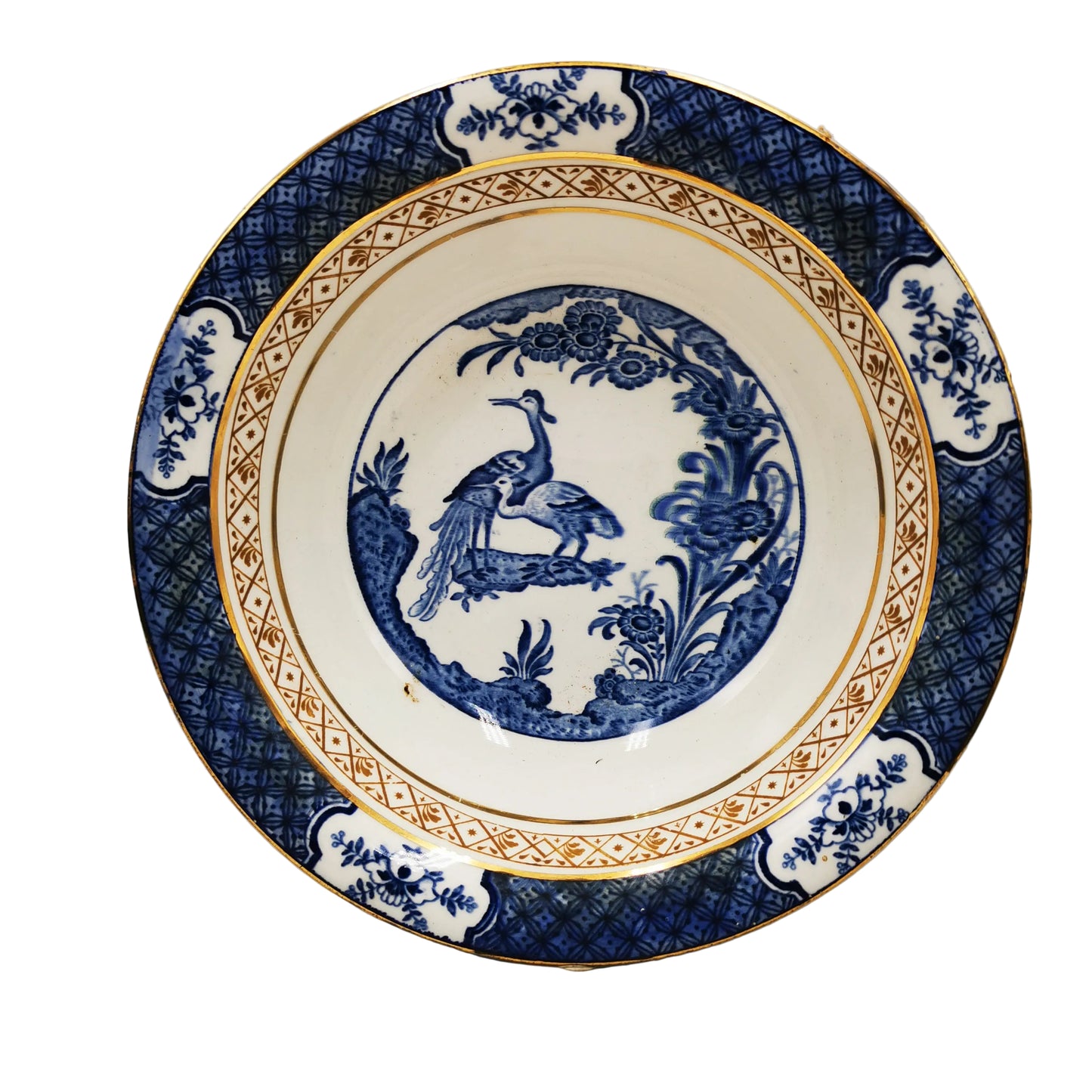 Wood & Sons Yuan Blue and White China Serving Bowl with Gilt