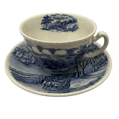 Woods & Sons Blue and White Westmorland China Tea Cup and Saucer