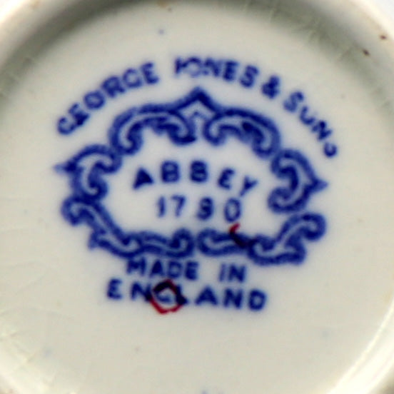 George Jones & Sons Abbey Blue and White China Tea Cup and Saucer