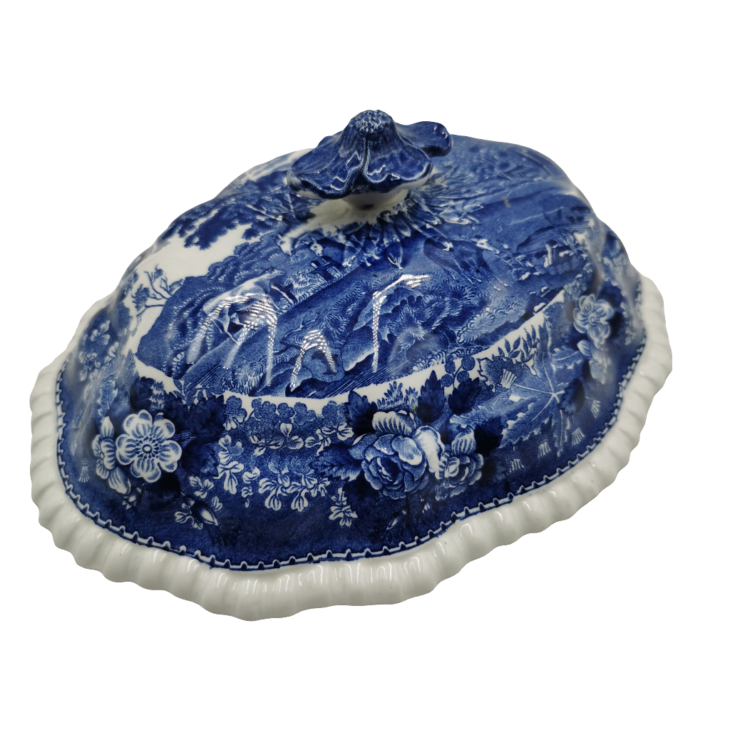 Adams English Scenic Blue and White China lid for Tureen