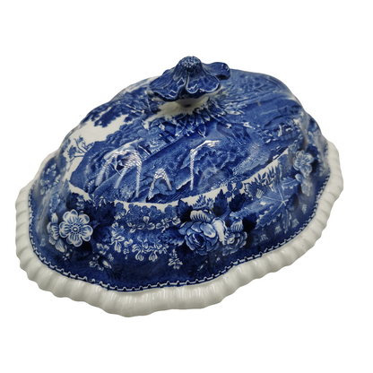 Adams English Scenic Blue and White China lid for Tureen