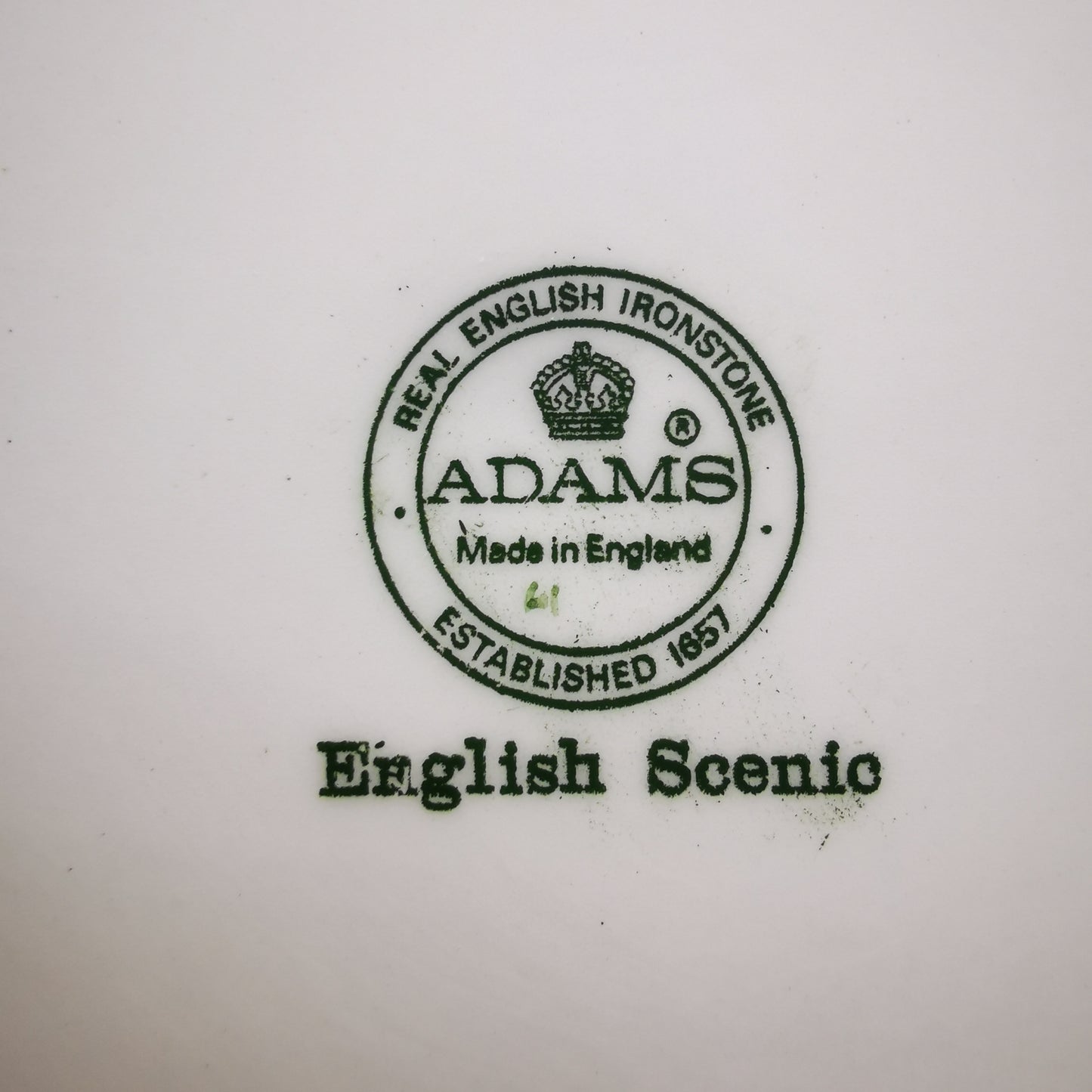 Adams English Scenic Green and White China 12.2-inch Charger Plate