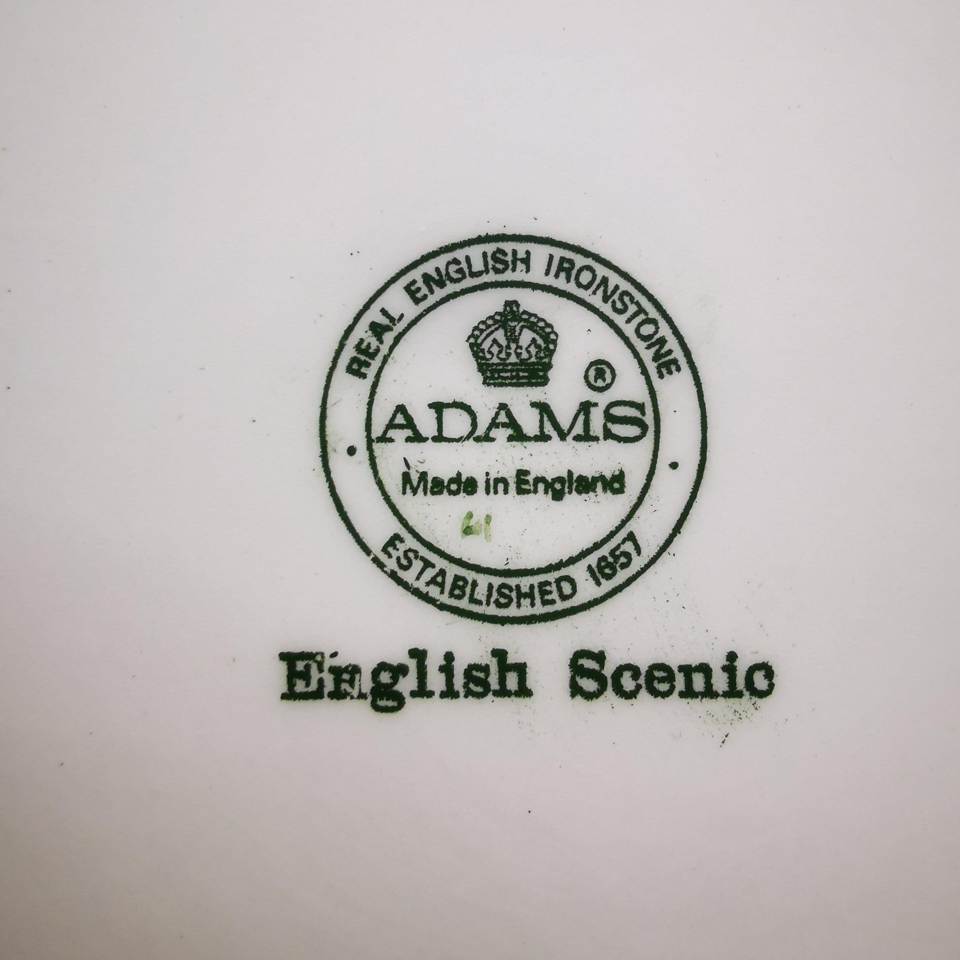 Adams English Scenic Green and White China 12.2-inch Charger Plate