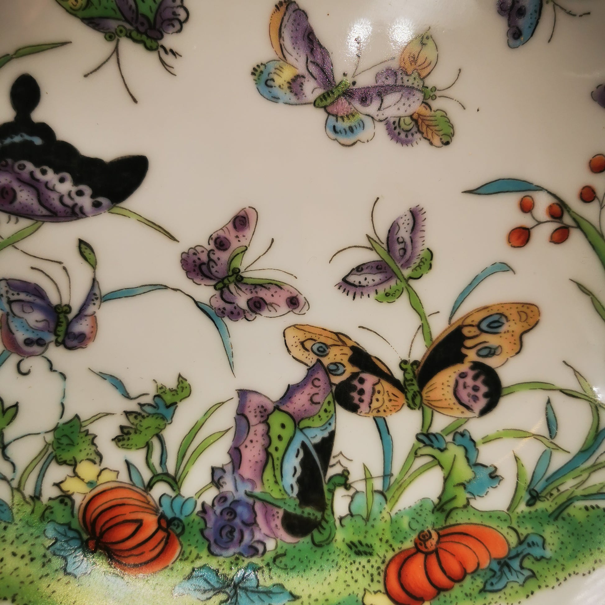 Japanese Aichi Seto Porcelain China Butterfly Dish
