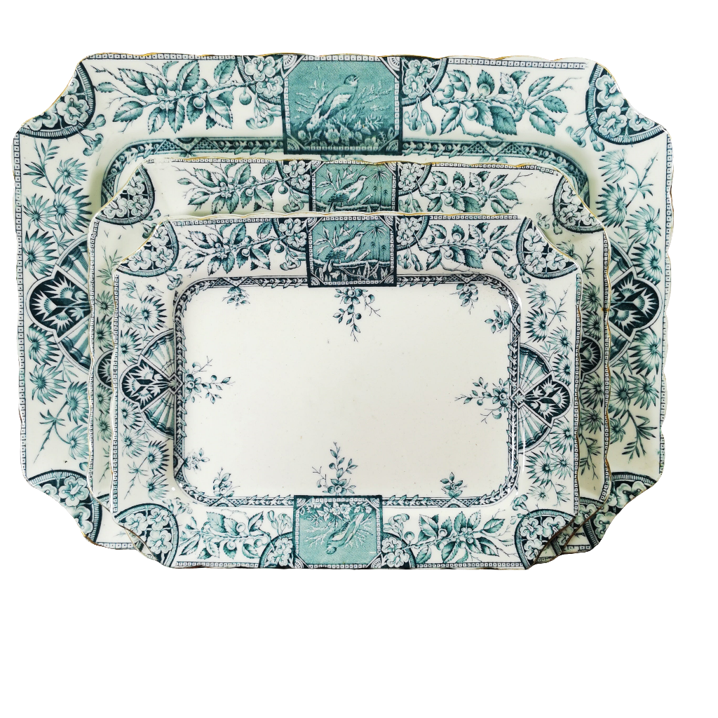 Wallis Gimson & Co Alexandria Antique Blue and White China Platter Set 1885