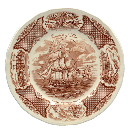 Alfred Meakin Brown and White China Fair Winds The Friendship of Salem Dinner Plate