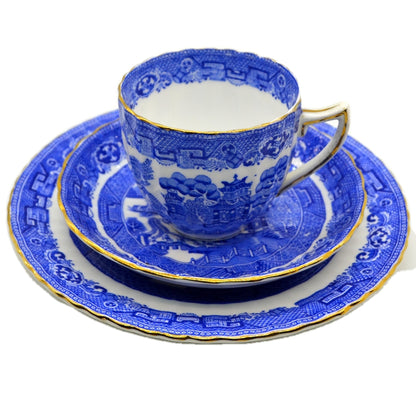 Samuel Radford Blue and White Willow Porcelain China Teacup Trio