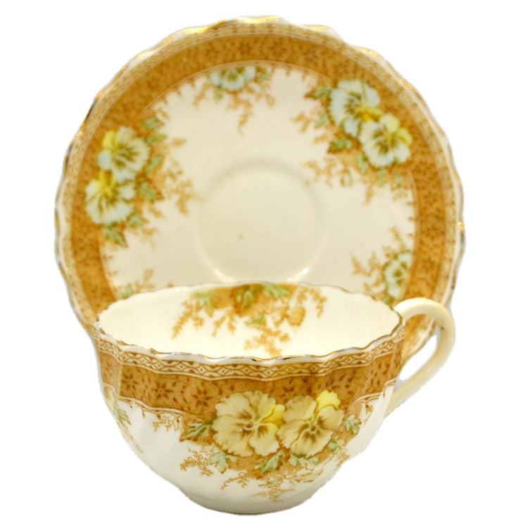 Antique Floral China 9253 pattern Pansy Tea Cup & Saucer c1890-1910