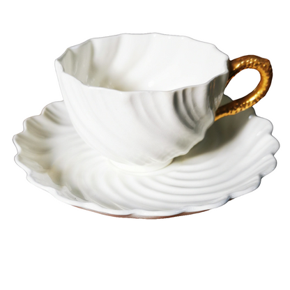 Antique Coalport White Scalloped Teacup With free Saucer