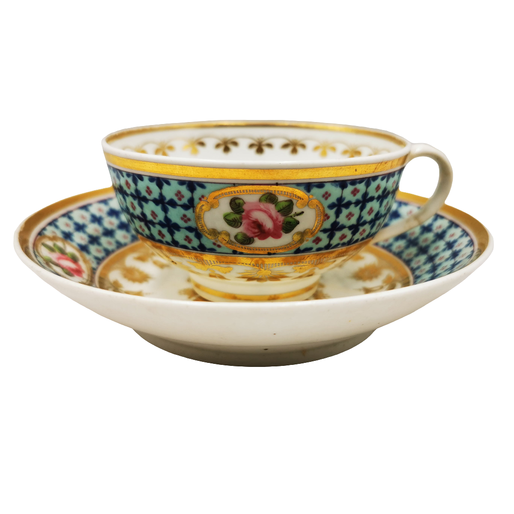 Antique Royal Crown Derby Open Bowl Tea Cup & Saucer