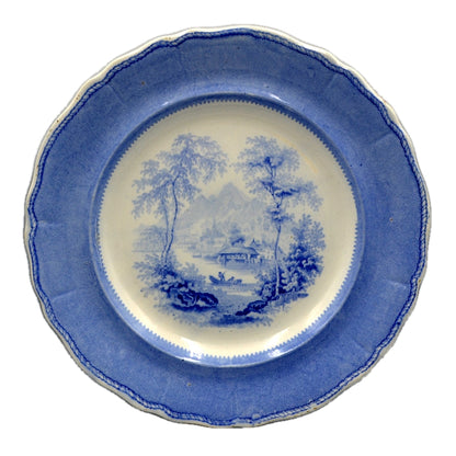 Antique Davenport Blue and White China Dinner Plate 1850-1870