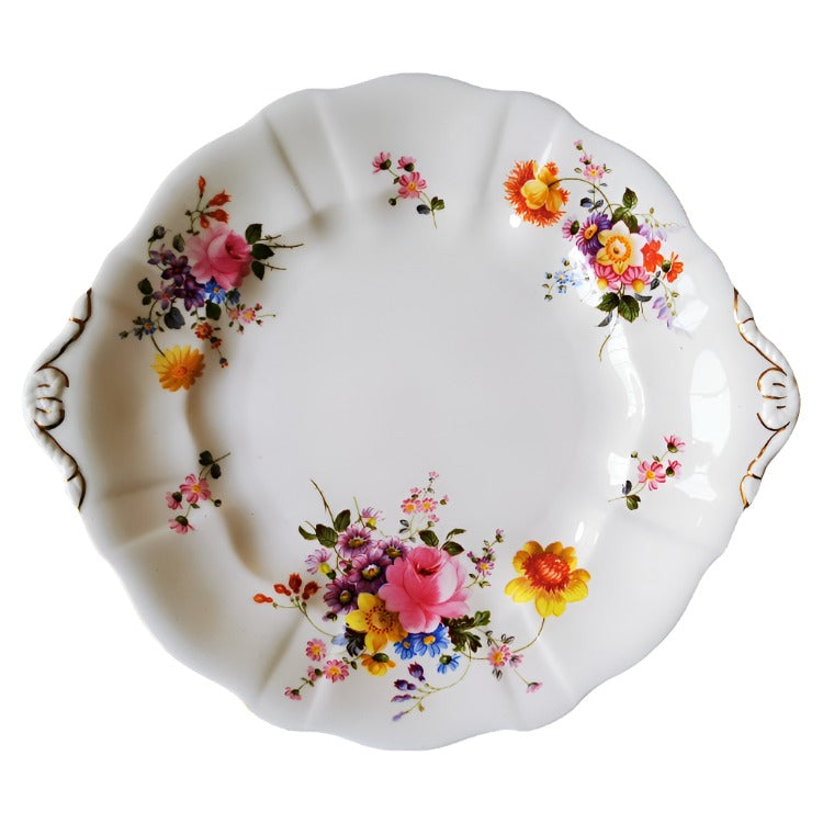 Antique Royal Crown Derby China Posies Round Cake Plate