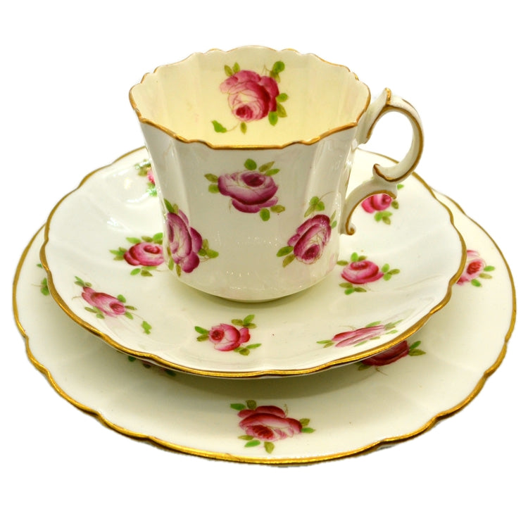 Antique Hand Painted Rose Bud Floral China Teacup Trio Pattern 13656