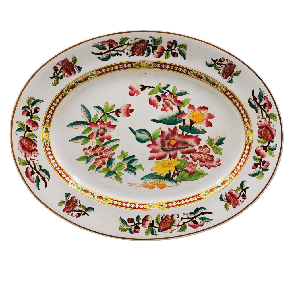 Antique Thomas & Benjamin Godwin Peony Garden 18.5-inch China Platter