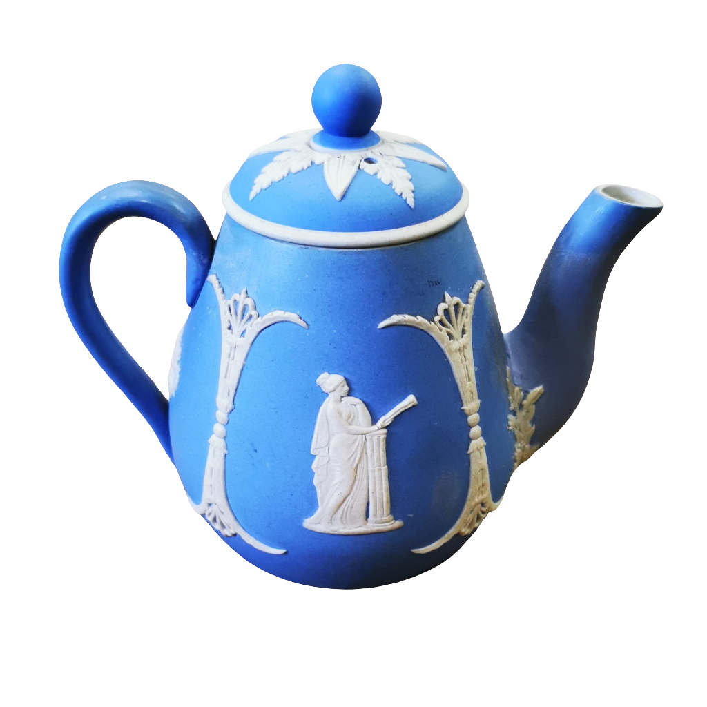 Antique Blue Jasperware Small Teapot