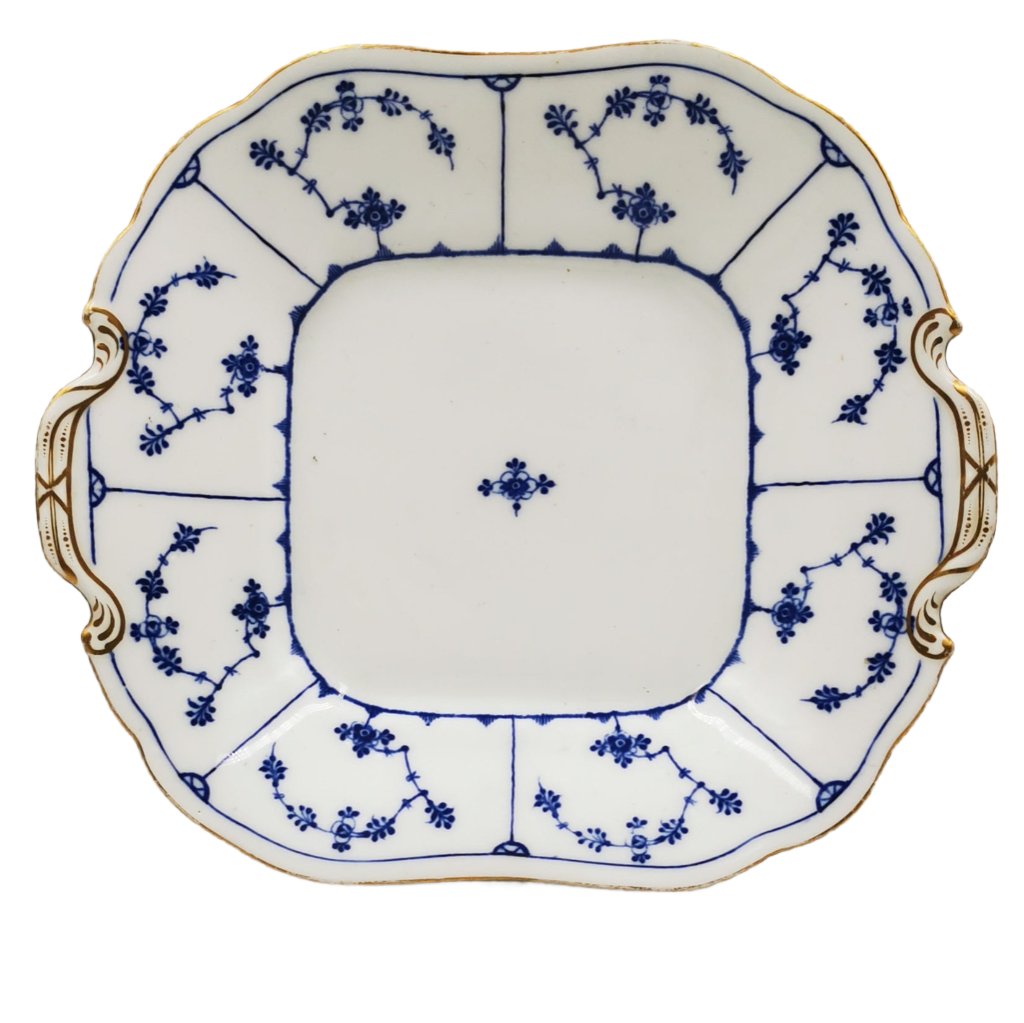 Antique Minton Delft Blue and White China Cake Plate pattern 51706