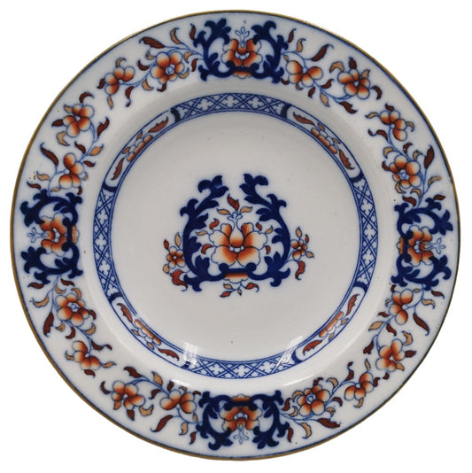 `Mintons China Lyre 8667 Flow Blue English Rimmed Soup Bowl