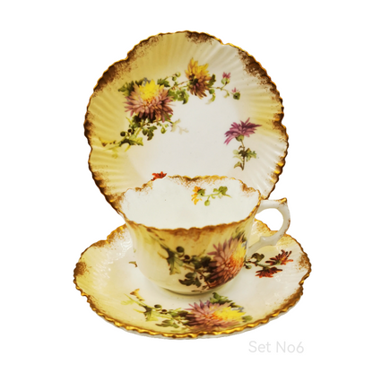 Antique Mintons Floral Porcelain China Teacup, Saucer & Side Plate Trio Rd No 195702