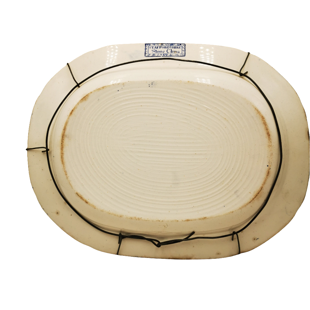 Antique Staffordshire Blue and White China Willow Platter