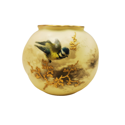 Antique Granger Royal Worcester G161 Shape Blue Tit Vase with Gilded Detail 1903