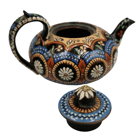 Antique Swiss Majolica Thoune Small Teapot 1880-1900