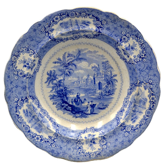 Antique William Ridgway Oriental Blue and White China 10.25-inch Soup Plate