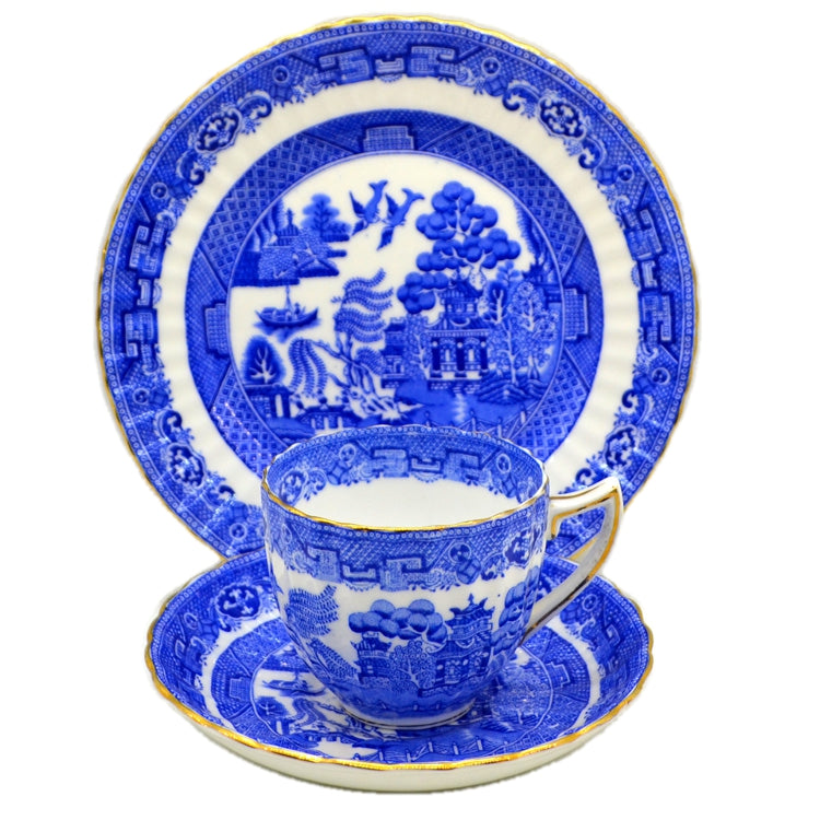 Samuel Radford Blue and White Willow Porcelain China Teacup Trio