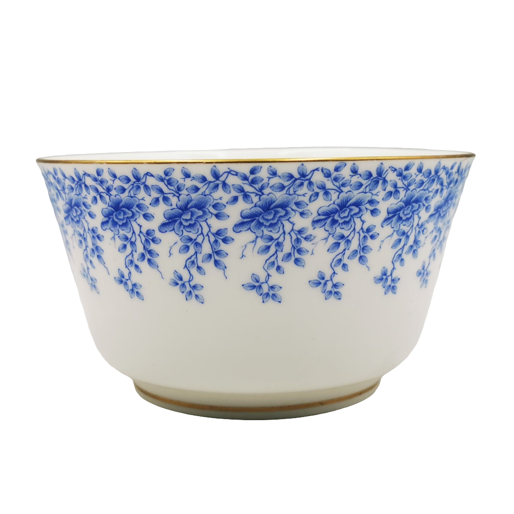 Antique Royal Worcester W3824 Blue and White China Sugar Bowl Vintage