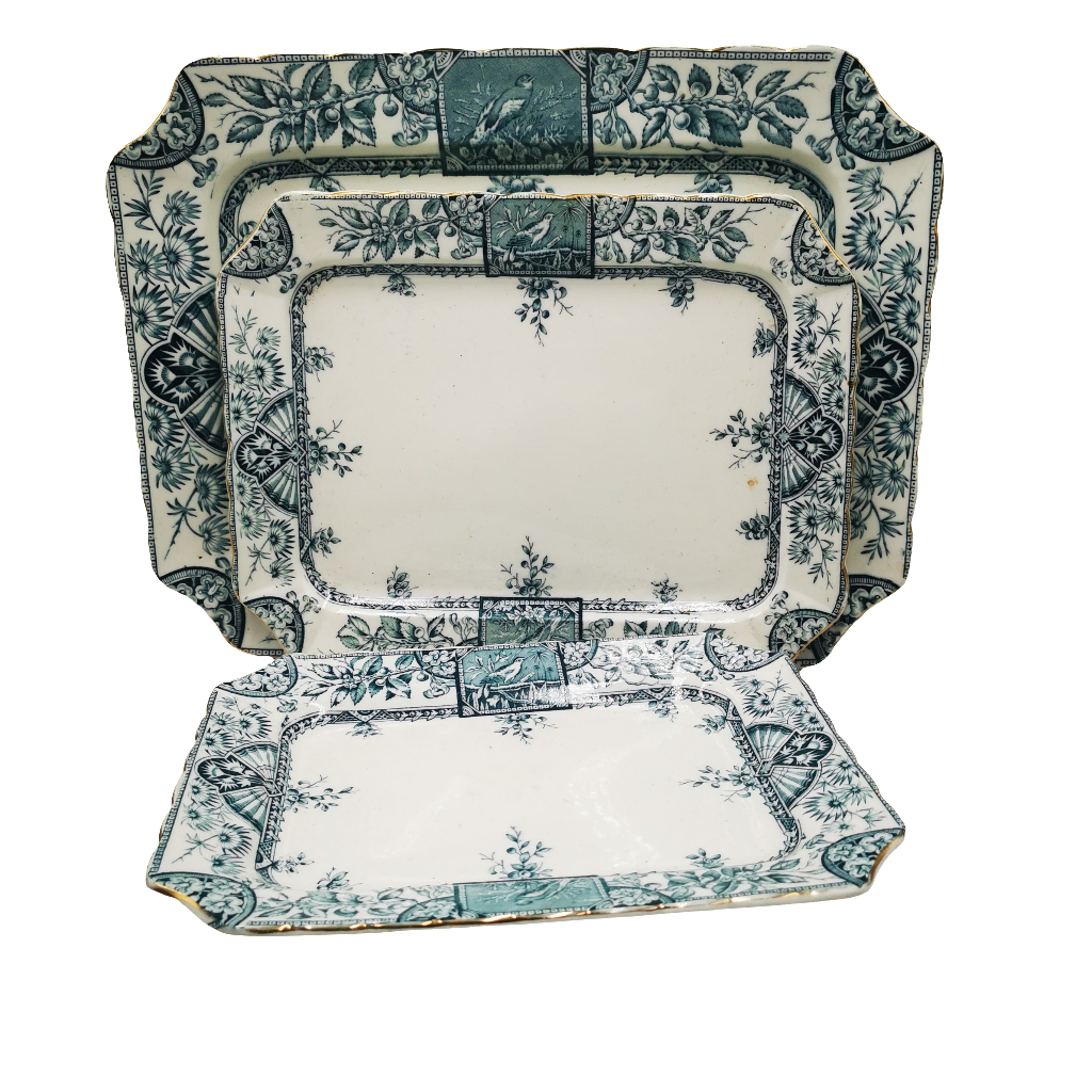 Wallis Gimson & Co Alexandria Antique Blue and White China Platter Set 1885