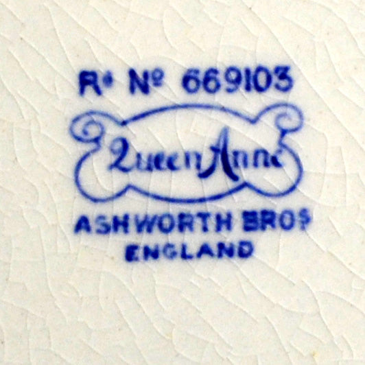 Antique Ashworth Brothers Blue and White China Queen Anne Rd No 669103