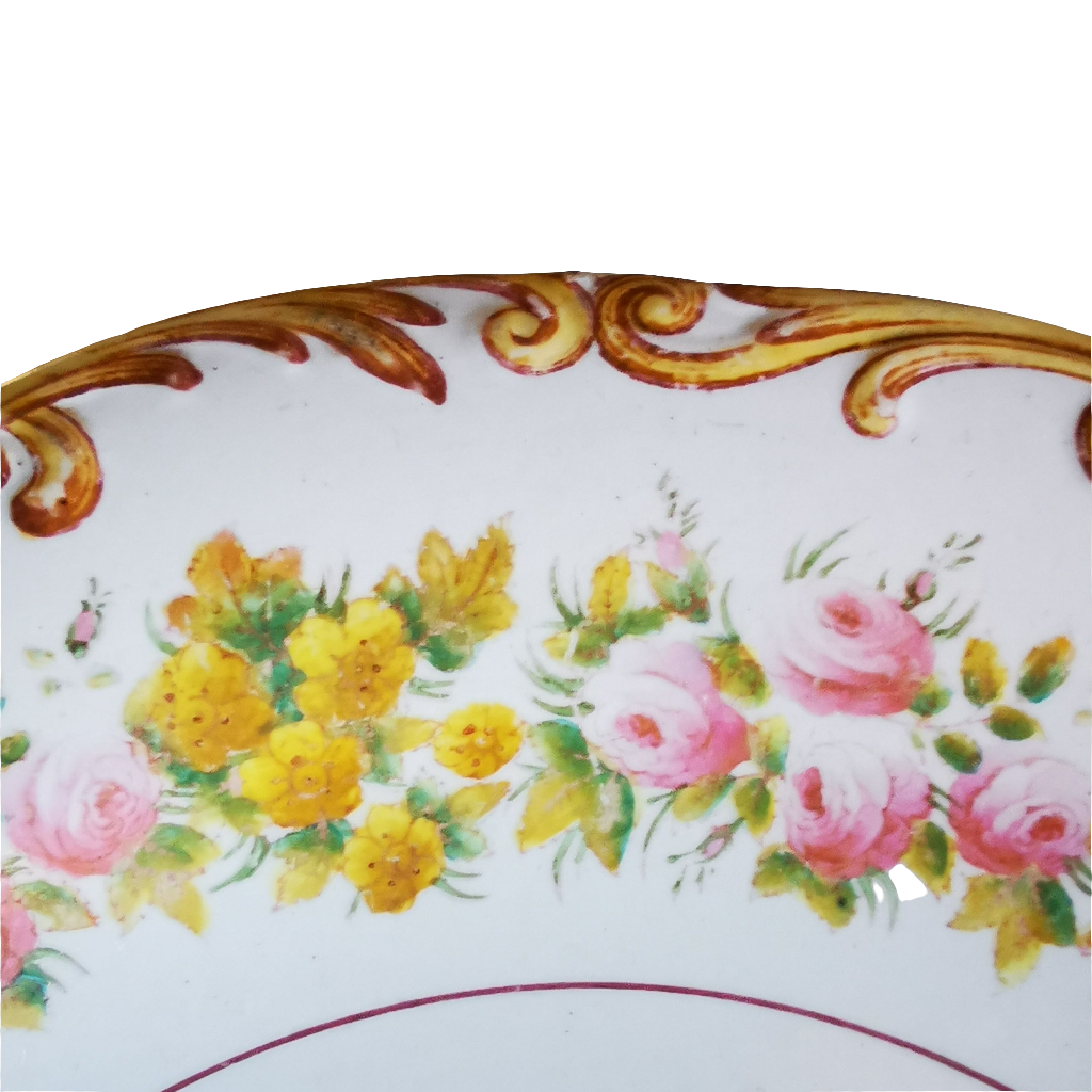 Tall Pedestal Antique Floral Pattern 6793 Ironstone China Fruit Stand