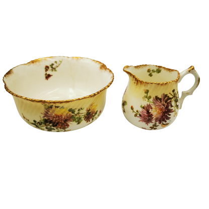 Antique Mintons Floral Porcelain China Sugar Bowl & Milk Jug Set Rd No 195702