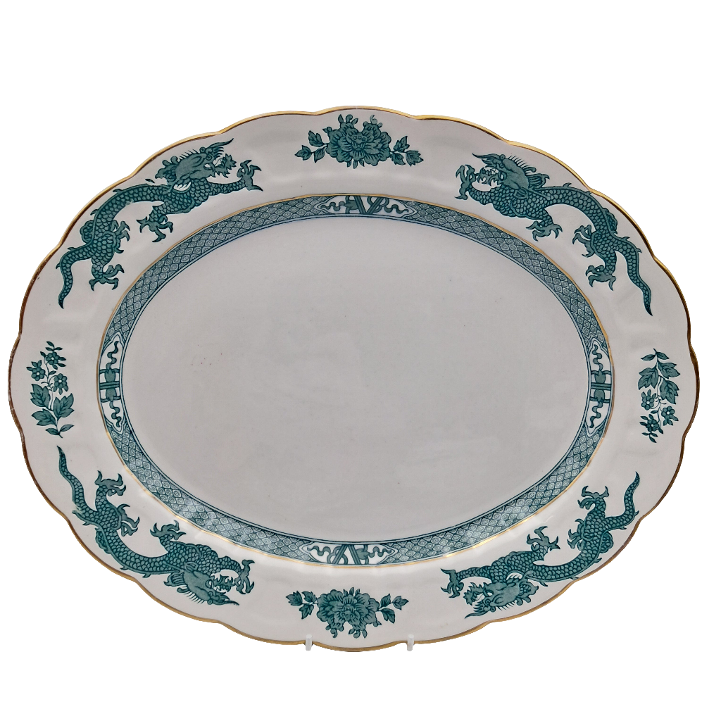 Booths Silicon China Turquoise Dragon Large Platter/Charger