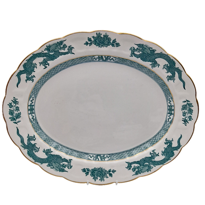 Booths Silicon China Turquoise Dragon Large Platter/Charger