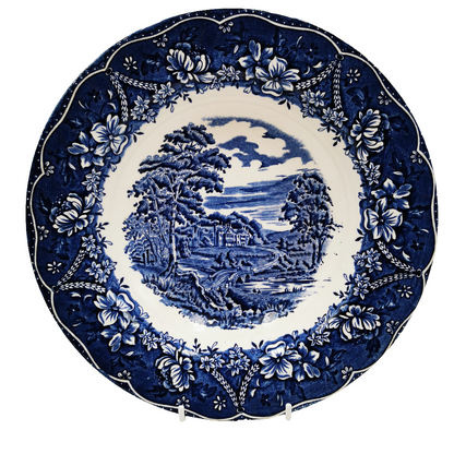 Barratts Blue and White China Old Castle Soup Bowl c1950
