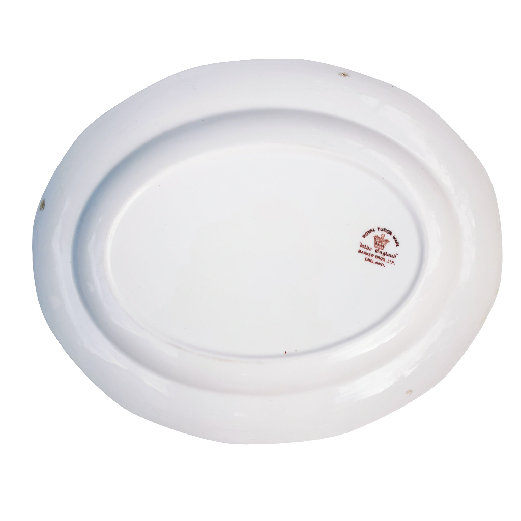 Royal Tudor Ware Olde England Brown & White China Oval Platter