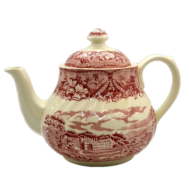 Barratts Red and White China Old Castle Teapot