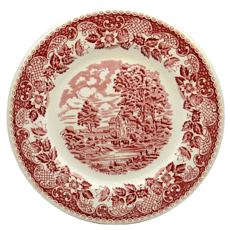 Barratts Red and White China Elizabethan 10-1/8th-inch Dinner Plate