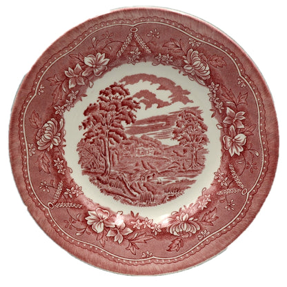 Barratts Red and White China Old Castle Side Plate c1950