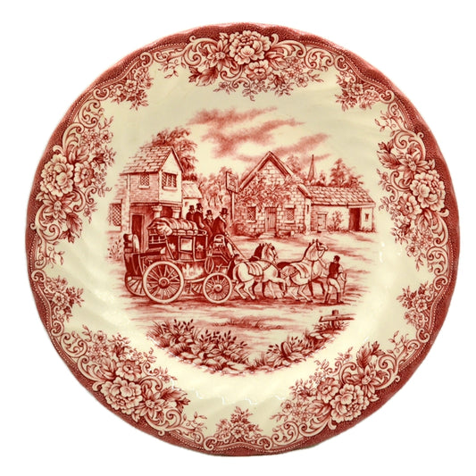 Barratts Red and White Coaching Scene China 10-3.8th-inch Dinner Plate