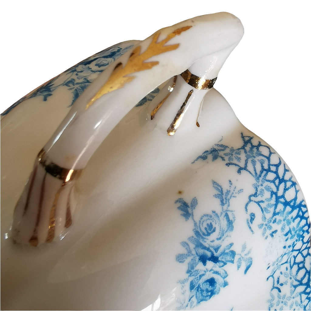 Antique Star China Company Paragon 1492 Blue and White Bone China Teacup Trio