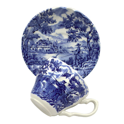 blue and white china myott teacup the hunter