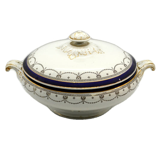 Alfred Meakin Blue de Roi China Round Lidded Serving Tureen