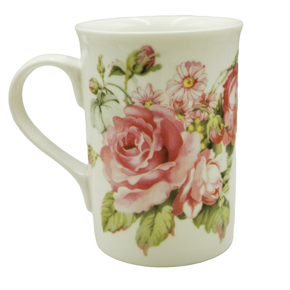 Summer River Porcelain China Cabbage Roses Mug