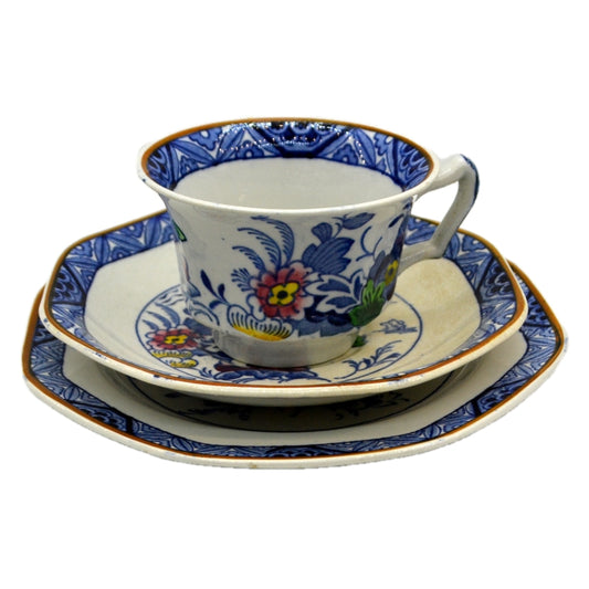 Booths Netherlands Colour China Teacup Saucer & Side Plate 1920-1930