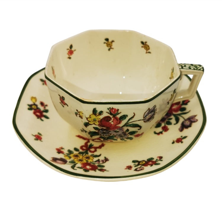 Royal Doulton Old Leeds Sprays D3548 Breakfast Cup and Saucer 1912-1930