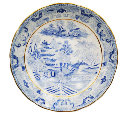 Late Georgian Blue and White Porcelain China Temples Teacup & Saucer