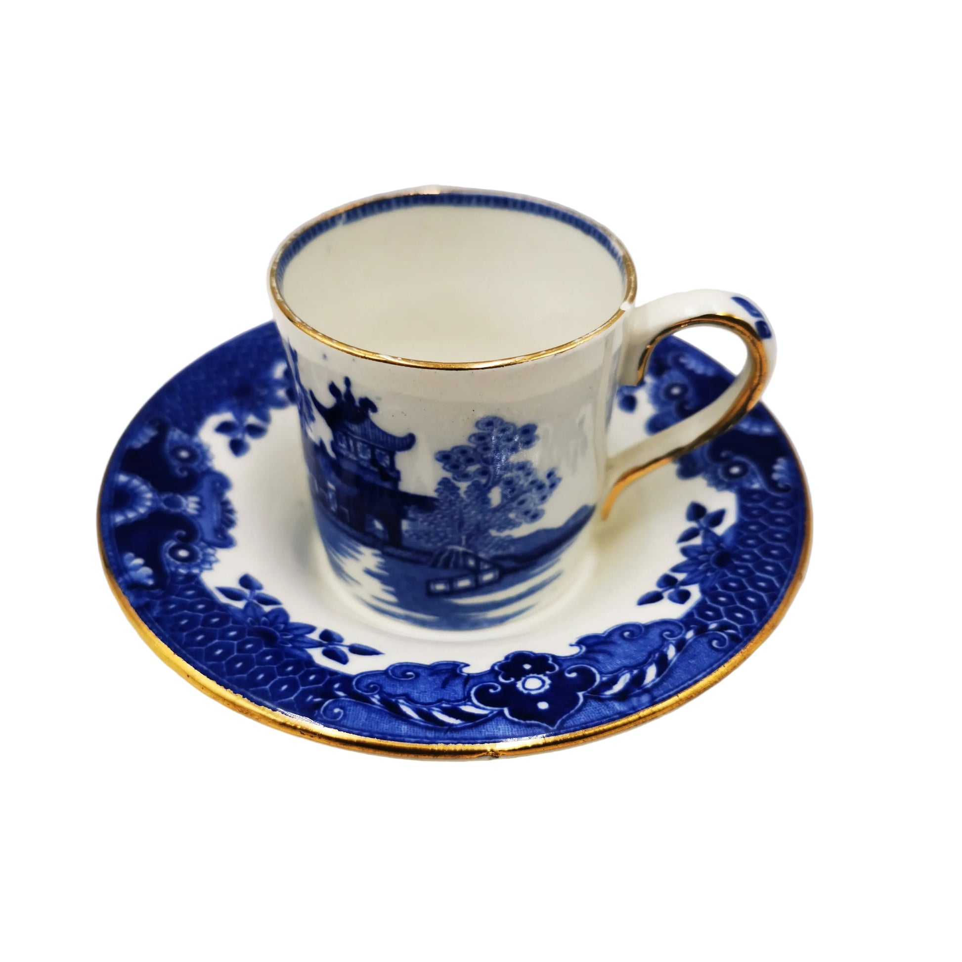 Burgess & Leigh Burleigh Ware Willow Blue and White China Demitasse Saucer