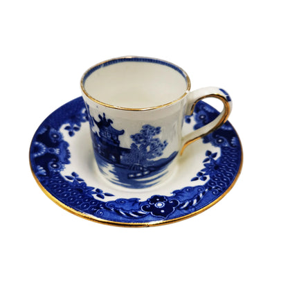 Burgess & Leigh Burleigh Ware Willow Blue and White China Demitasse Saucer